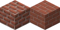 Bricks in vanilla Minecraft at 16 pixels, next to the same block from Faithful 64x at 64