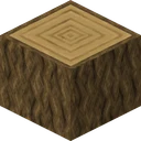 Oak log as Faithful 64x draws it, 64 pixels across, by Faithful Team