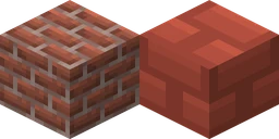 Bricks in vanilla Minecraft at 16 pixels, next to the same block from Rodrigo's Pack at 8