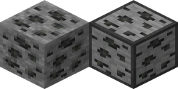 Coal ore in vanilla Minecraft at 16 pixels, next to the same block from Tightfault Revamp at 16